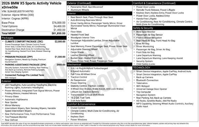 2026 BMW X5 xDrive50e