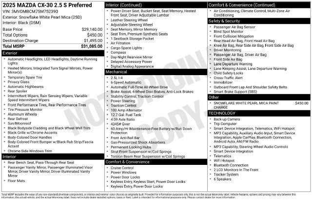 2025 Mazda Mazda CX-30 2.5 S Preferred Package